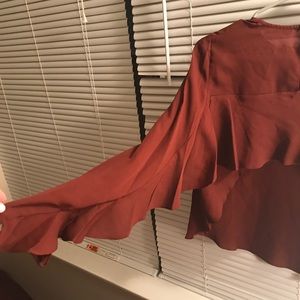 A.L.C. open back ruffle long sleeve top